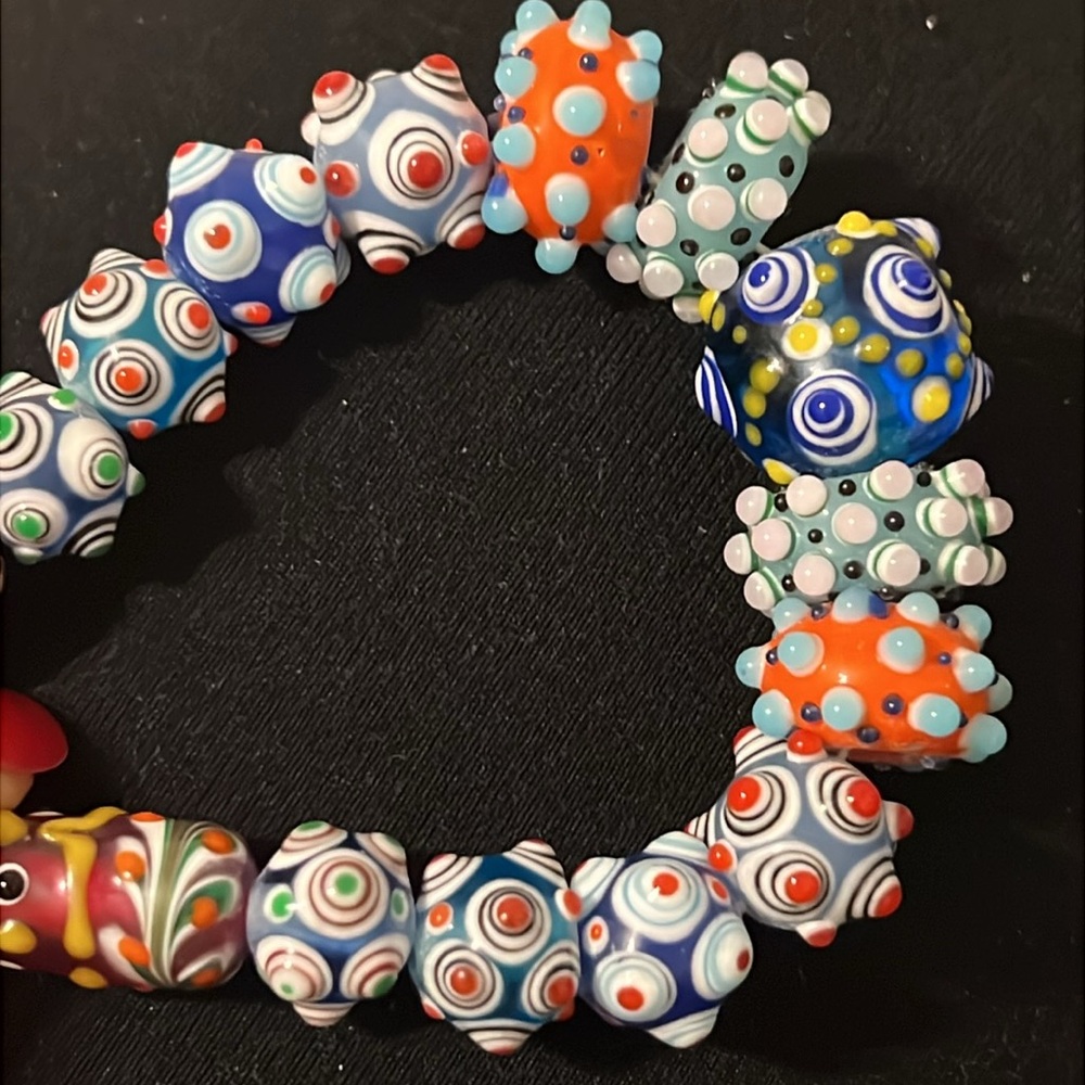 Beautiful Glass Lamp work Beads Bracelet 💕UNIQUE!💕 - Picture 6 of 8